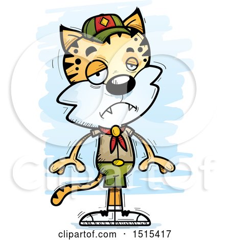 Clipart of a Sad Male Bobcat Scout - Royalty Free Vector Illustration by Cory Thoman