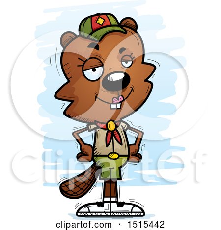 Clipart of a Confident Female Beaver Scout - Royalty Free Vector Illustration by Cory Thoman