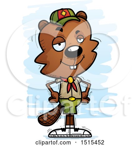 Clipart of a Confident Male Beaver Scout - Royalty Free Vector Illustration by Cory Thoman