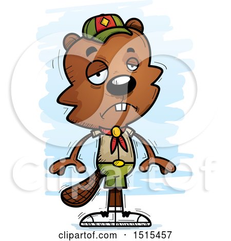Clipart of a Sad Male Beaver Scout - Royalty Free Vector Illustration by Cory Thoman