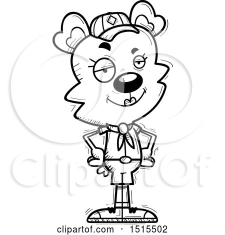 Clipart of a Black and White Confident Female Bear Scout - Royalty Free Vector Illustration by Cory Thoman
