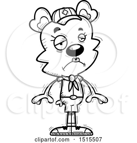 Clipart of a Black and White Sad Female Bear Scout - Royalty Free Vector Illustration by Cory Thoman