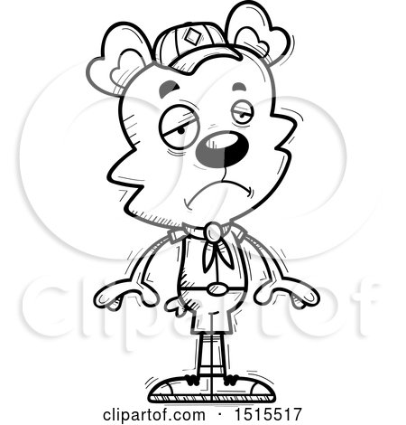 Clipart of a Black and White Sad Male Bear Scout - Royalty Free Vector Illustration by Cory Thoman