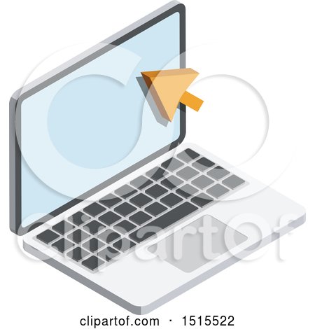 Clipart of a 3d Cursor and Laptop Icon - Royalty Free Vector Illustration by beboy
