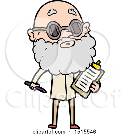 Cartoon Curious Man with Beard and Sunglasses by lineartestpilot