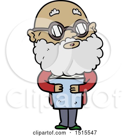 Cartoon Curious Man with Beard and Glasses by lineartestpilot
