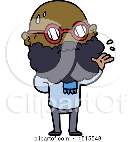 Cartoon Worried Man with Beard and Spectacles by lineartestpilot