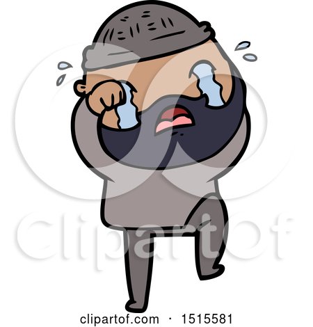 Cartoon Bearded Man Crying and Stamping Foot by lineartestpilot