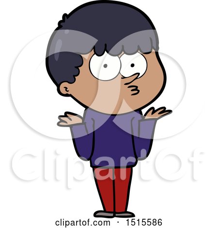 Cartoon Curious Boy Shrugging Shoulders by lineartestpilot