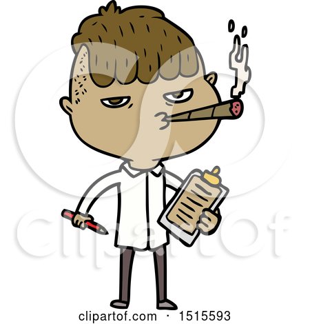 Cartoon Salesman Smoking by lineartestpilot