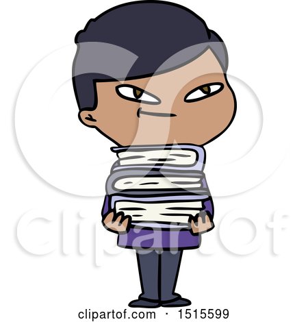 Cartoon Boy with Books by lineartestpilot
