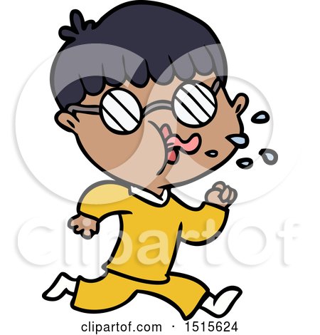 Cartoon Boy Wearing Spectacles and Running by lineartestpilot