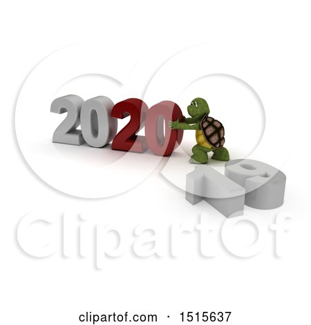 Clipart of a 3d New Year 2020 with a Tortoise - Royalty Free Illustration by KJ Pargeter