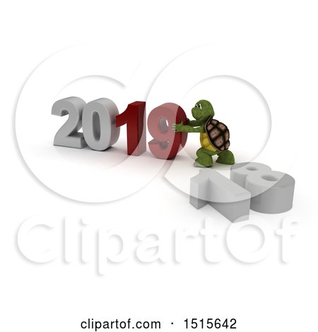 Clipart of a 3d New Year 2019 with a Tortoise - Royalty Free Illustration by KJ Pargeter
