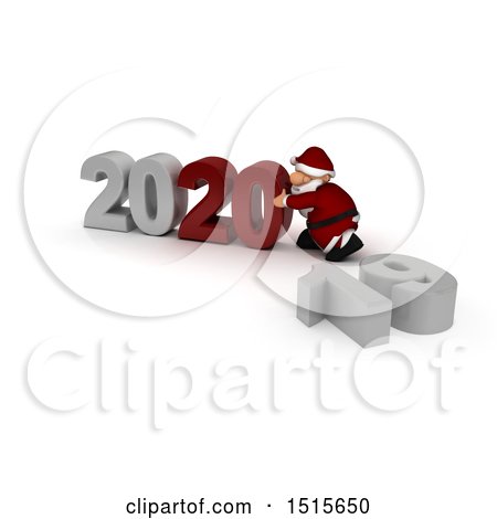 Clipart of a 3d New Year 2020 with Santa Claus - Royalty Free Illustration by KJ Pargeter
