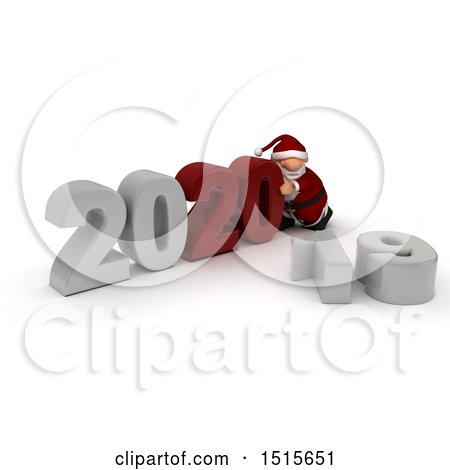 Clipart of a 3d New Year 2020 with Santa Claus - Royalty Free Illustration by KJ Pargeter
