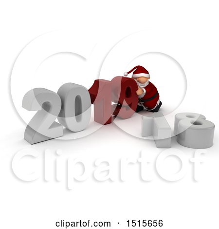 Clipart of a 3d New Year 2019 with Santa Claus - Royalty Free Illustration by KJ Pargeter