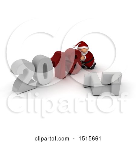 Clipart of a 3d New Year 2018 with Santa Claus - Royalty Free Illustration by KJ Pargeter