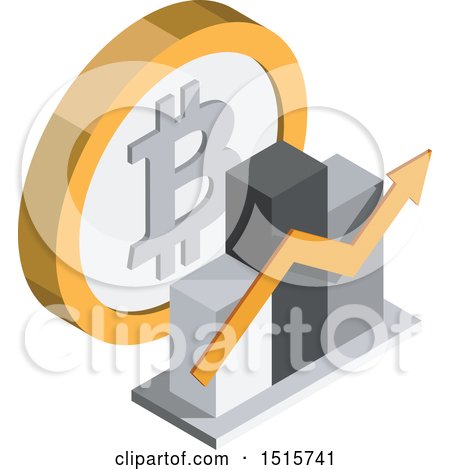 Clipart of a 3d Isometric Bitcoin Bar Graph Financial Icon - Royalty Free Vector Illustration by beboy