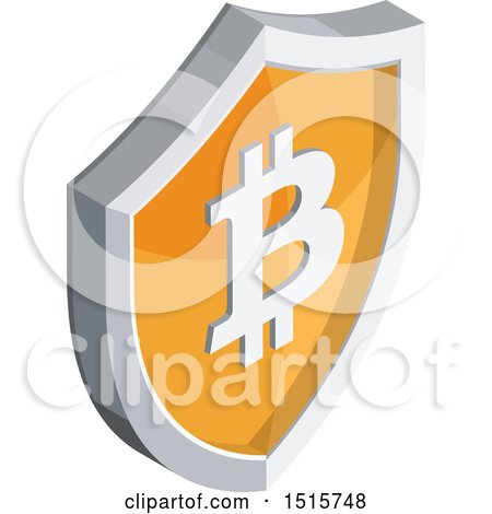Clipart of a 3d Isometric Bitcoin Shield Financial Icon - Royalty Free Vector Illustration by beboy
