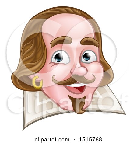 Clipart of William Shakespeare over a Page - Royalty Free Vector Illustration by AtStockIllustration