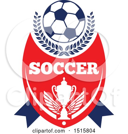 Clipart of a Red White and Blue Soccer Ball Design - Royalty Free Vector Illustration by Vector Tradition SM