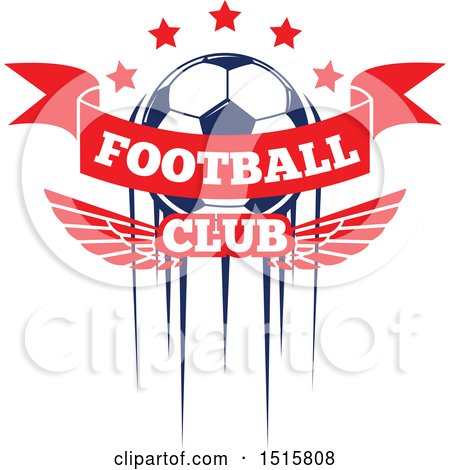 Clipart of a Soccer Ball Design with Streaks, Stars, Text and Wings - Royalty Free Vector Illustration by Vector Tradition SM