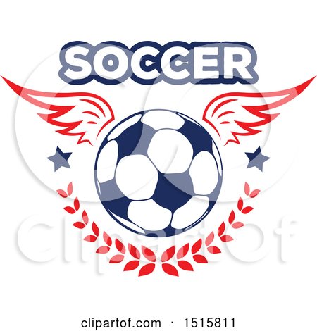 Clipart of a Winged Soccer Ball with Text, Stars and a Laurel - Royalty Free Vector Illustration by Vector Tradition SM