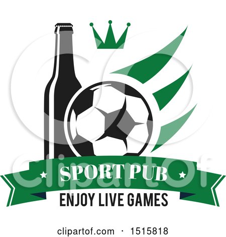 Clipart of a Beer and Soccer Ball Sports Pub Design - Royalty Free Vector Illustration by Vector Tradition SM