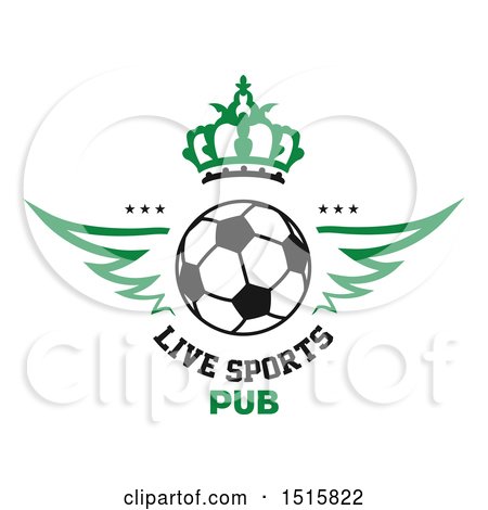 Clipart of a Soccer Ball and Sports Pub Design with Wings and Crown - Royalty Free Vector Illustration by Vector Tradition SM