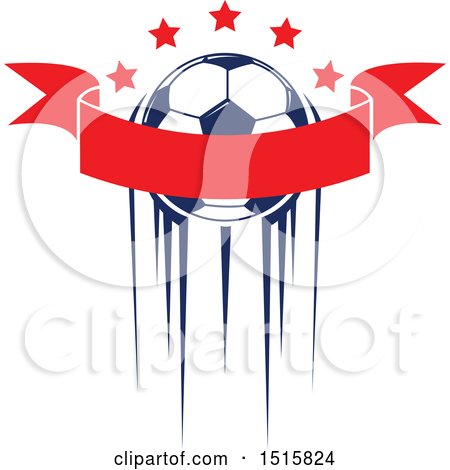 Clipart of a Soccer Ball Design with Streaks, Stars and a Banner - Royalty Free Vector Illustration by Vector Tradition SM
