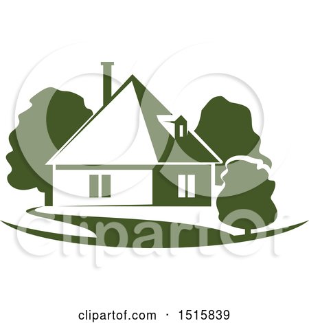 Clipart of a Green Home Residence - Royalty Free Vector Illustration by Vector Tradition SM