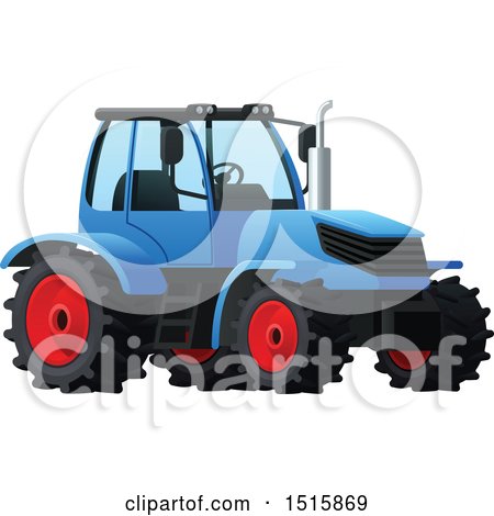 Clipart of a Blue Tractor - Royalty Free Vector Illustration by Vector Tradition SM