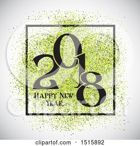 Clipart of a Happy New Year 2018 Design with Green Glitter - Royalty Free Vector Illustration by KJ Pargeter