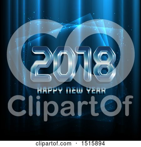 Clipart of a Happy New Year Tech 2018 Design with Blue Lights - Royalty Free Vector Illustration by KJ Pargeter