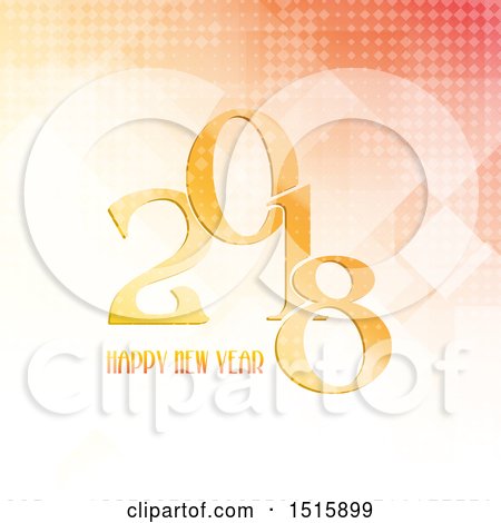 Clipart of a Happy New Year 2018 Design over a Geometric Background - Royalty Free Vector Illustration by KJ Pargeter