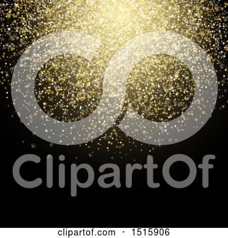 Clipart of a Gold Glitter Cluster on Black - Royalty Free Vector Illustration by KJ Pargeter
