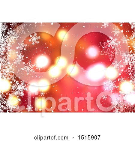 Clipart of a Christmas Background of Snowflakes and Flares - Royalty Free Illustration by KJ Pargeter