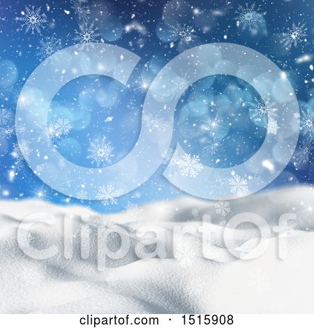 Clipart of a Christmas Background of a 3d Snowy Landscape - Royalty Free Illustration by KJ Pargeter