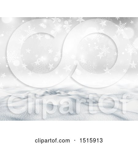 Clipart of a Christmas Background of a 3d Snowy Landscape - Royalty Free Illustration by KJ Pargeter