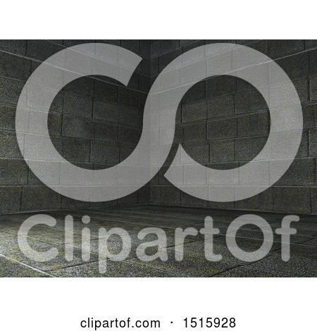 Clipart of a 3d Corner in a Stone Room - Royalty Free Illustration by KJ Pargeter