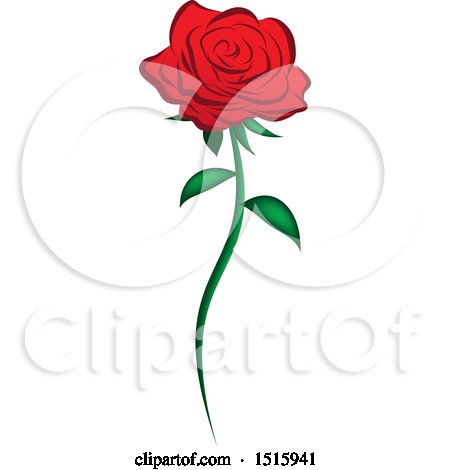 Clipart of a Single Red Rose - Royalty Free Vector Illustration by Vitmary Rodriguez