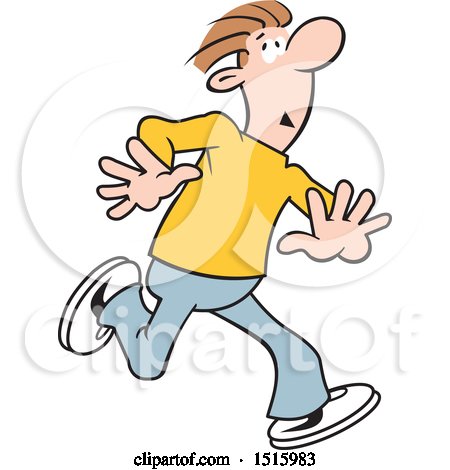 Clipart of a Cartoon Scared Man Running Away - Royalty Free Vector Illustration by Johnny Sajem