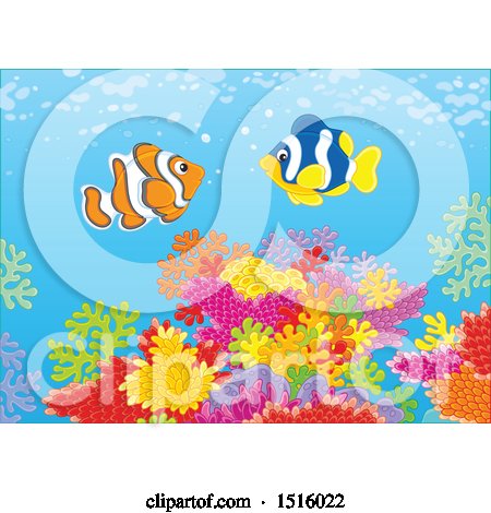 Clipart of a Coral Reef and Fish - Royalty Free Vector Illustration by Alex Bannykh