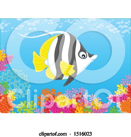 Clipart of a Marine Fish at a Reef - Royalty Free Vector Illustration by Alex Bannykh
