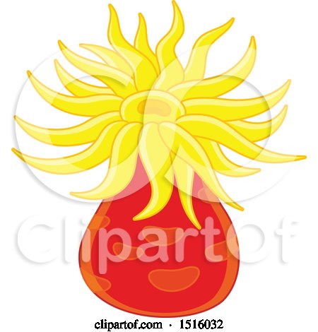 Clipart of a Yellow and Red Sea Anemone - Royalty Free Vector Illustration by Alex Bannykh