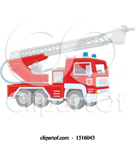 Clipart of a Fire Engine - Royalty Free Vector Illustration by Alex Bannykh