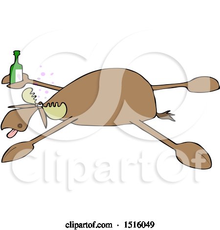 Clipart of a Cartoon Drunk Moose Spread Eagle - Royalty Free Vector Illustration by djart