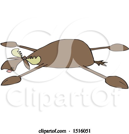 Clipart of a Cartoon Moose Spread Eagle - Royalty Free Vector Illustration by djart