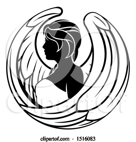 Clipart of a Zodiac Horoscope Astrology Virgo Design in Black and White - Royalty Free Vector Illustration by AtStockIllustration